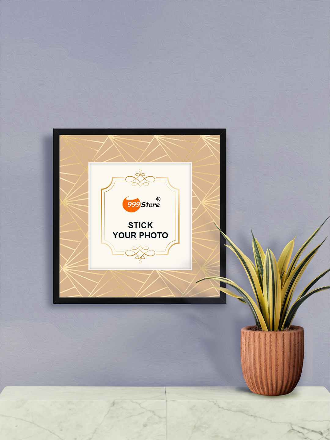 

999Store Gold-Toned & Beige Abstract Printed Wall Photo Frame
