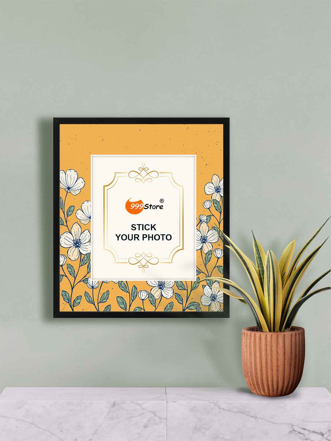 

999Store White & Yellow Cherry Blossom Flower Printed Fibre Frame Photo Frame