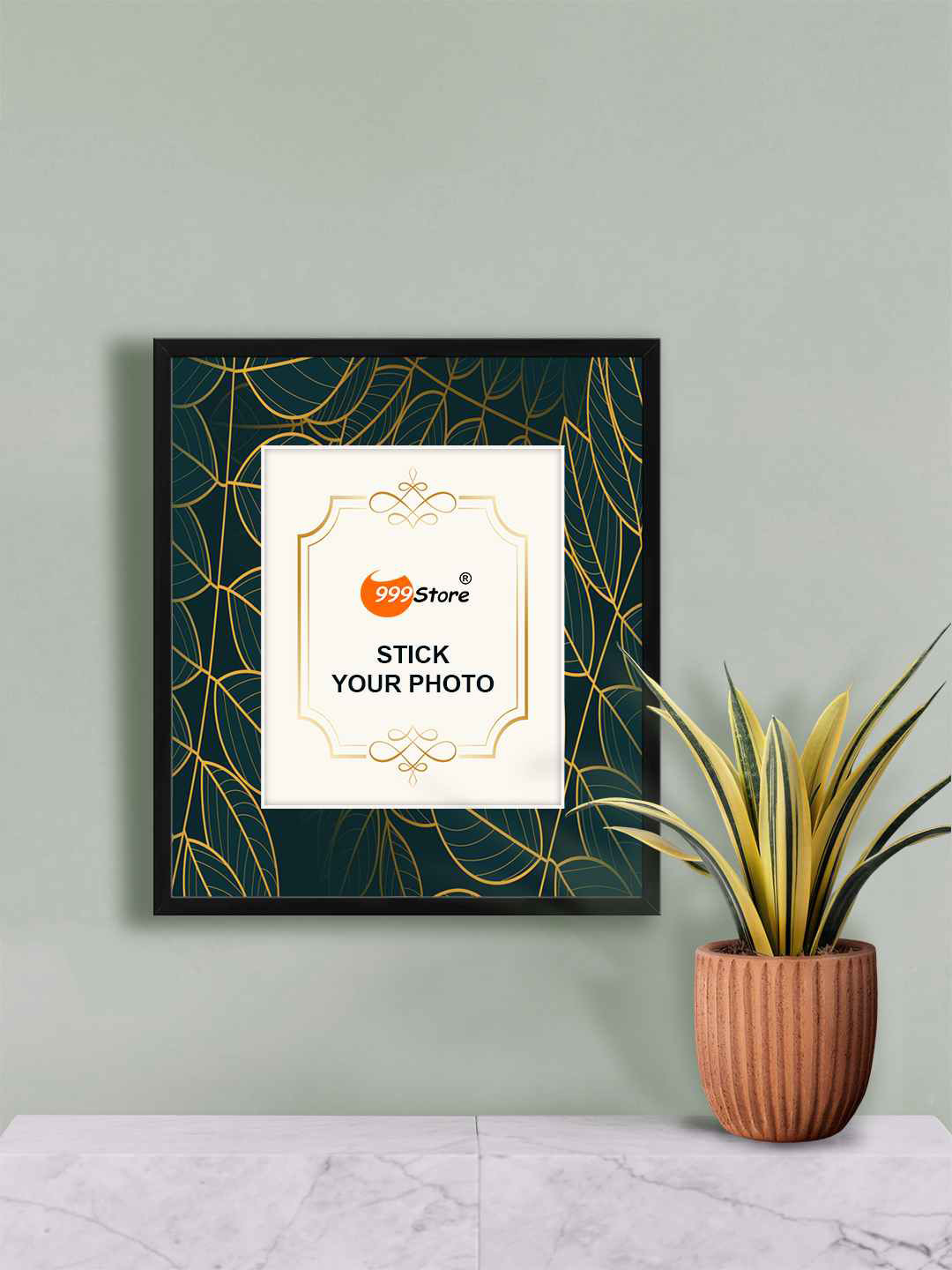

999Store Green & Gold Toned Printed Fibre Frame Photo Frame