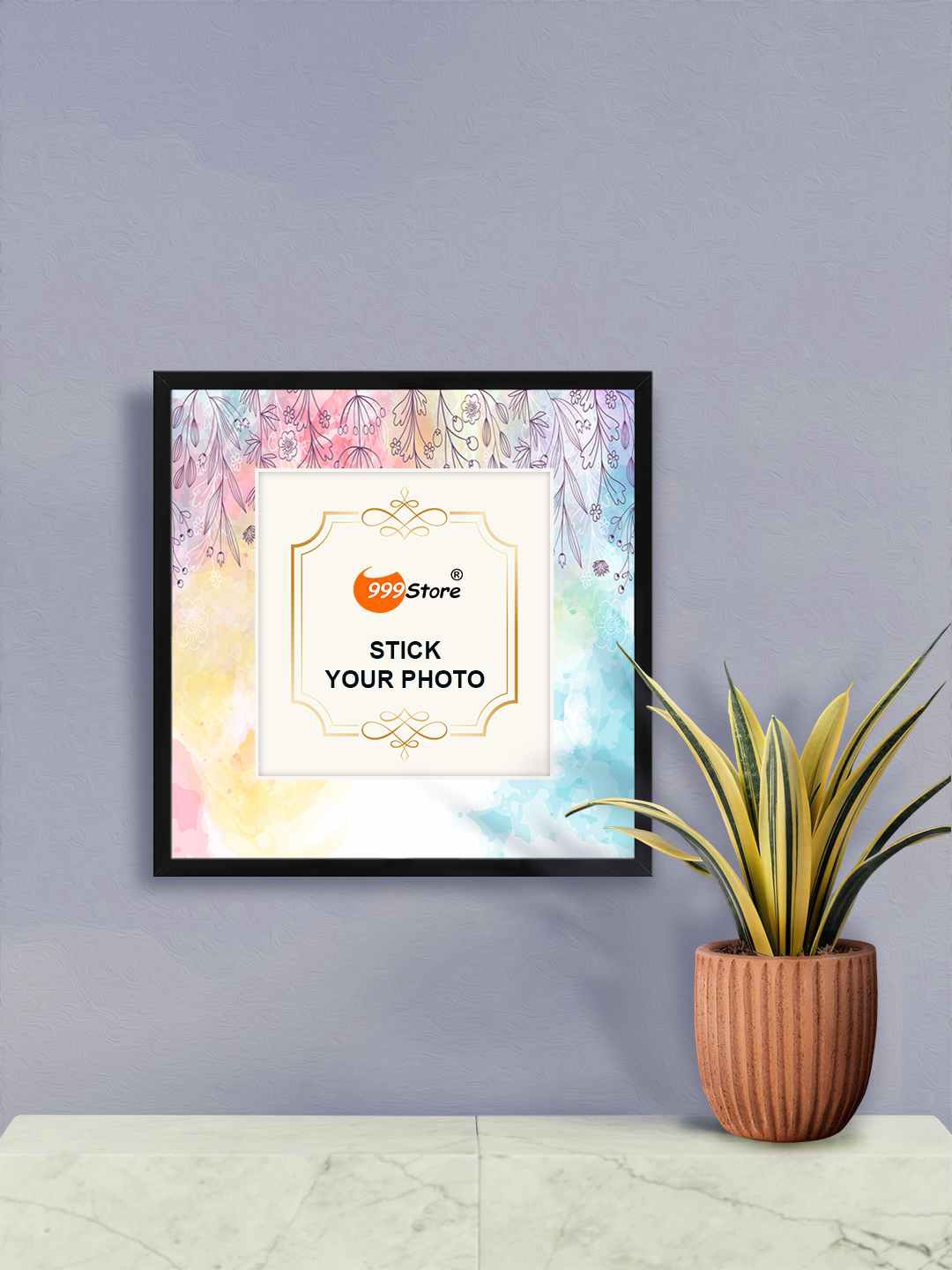 

999Store Blue & Black Leaves Printed Wall Hanging Photo Frame