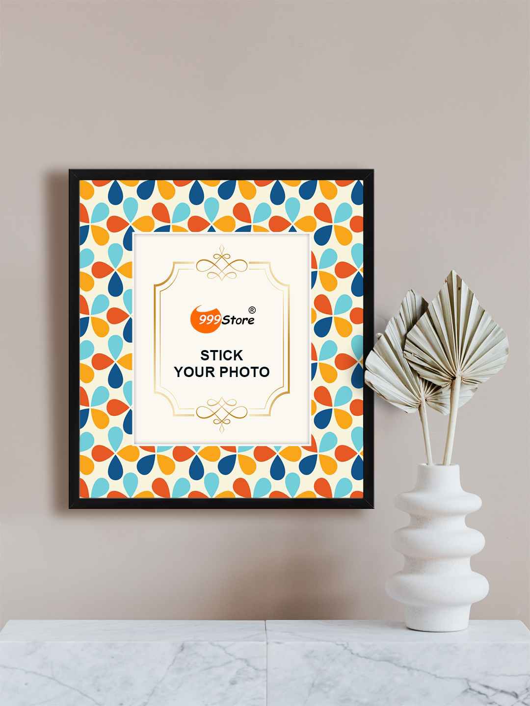 

999Store Blue & Red Flower Printed Wall Hanging Photo Frame