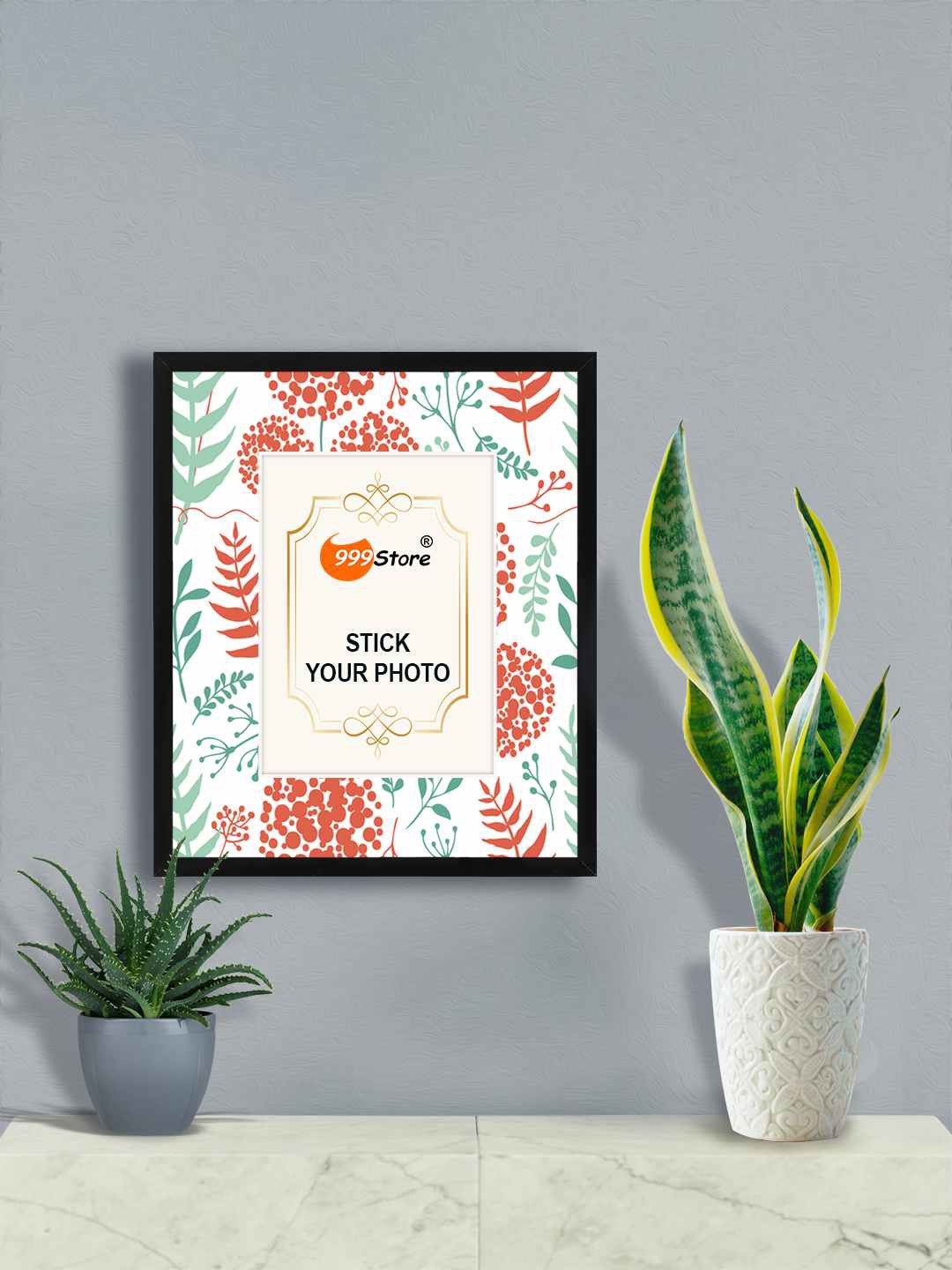 

999Store White & Red Floral Printed Wall Photo Frames