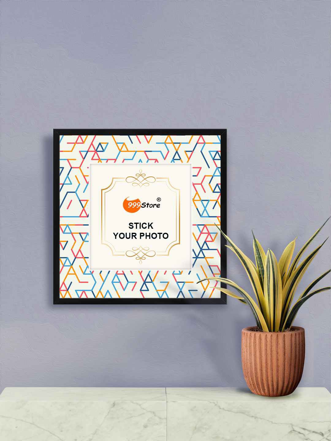 

999Store Blue & Yellow Abstract Printed Wall Hanging Photo Frame