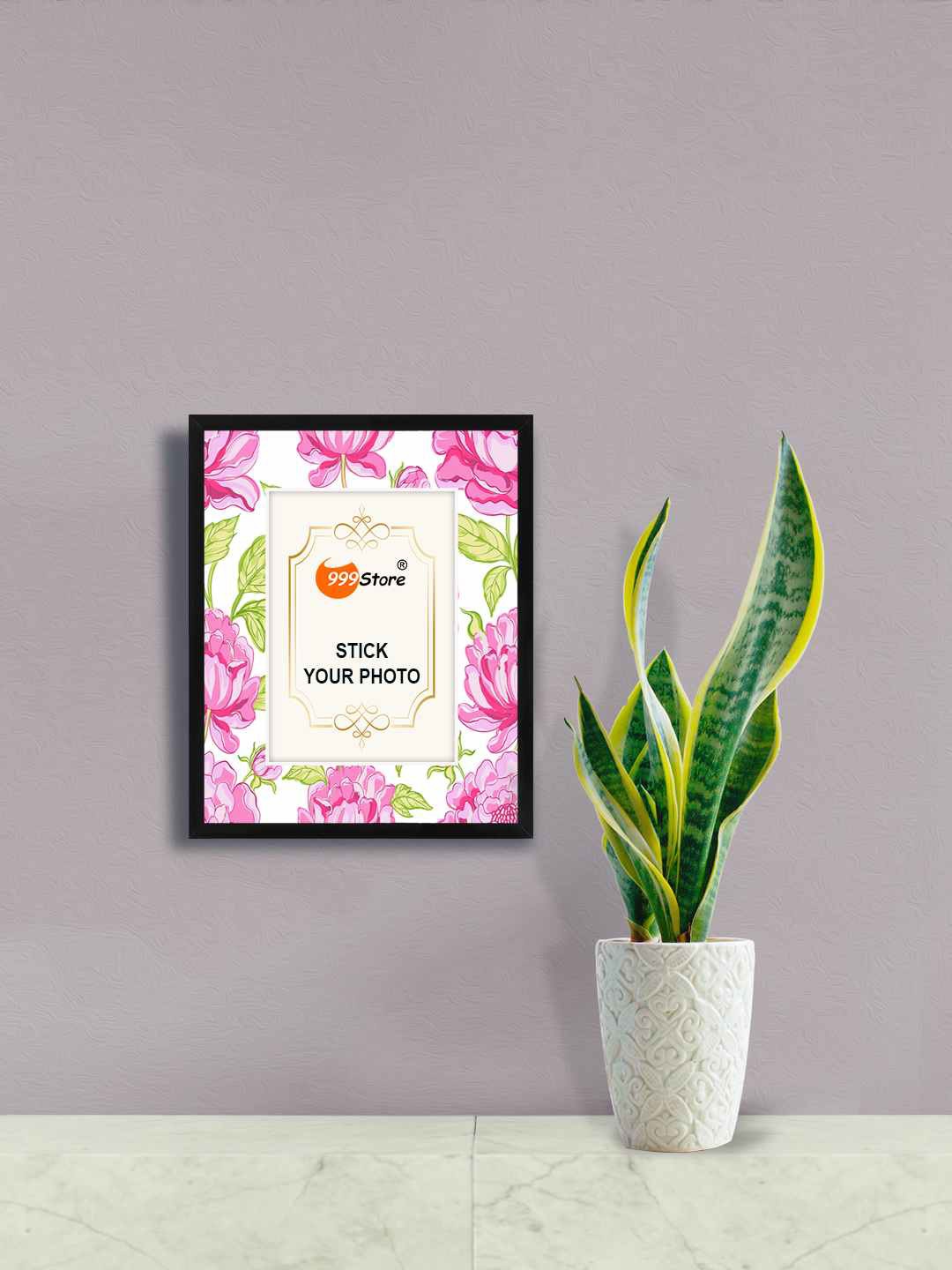

999Store White & Pink Printed Wall Photo Frame