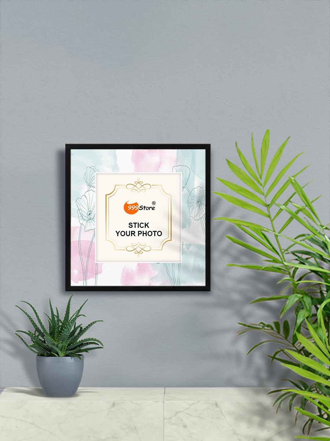 

999Store Blue & Purple Floral Printed Wall Hanging Photo Frame
