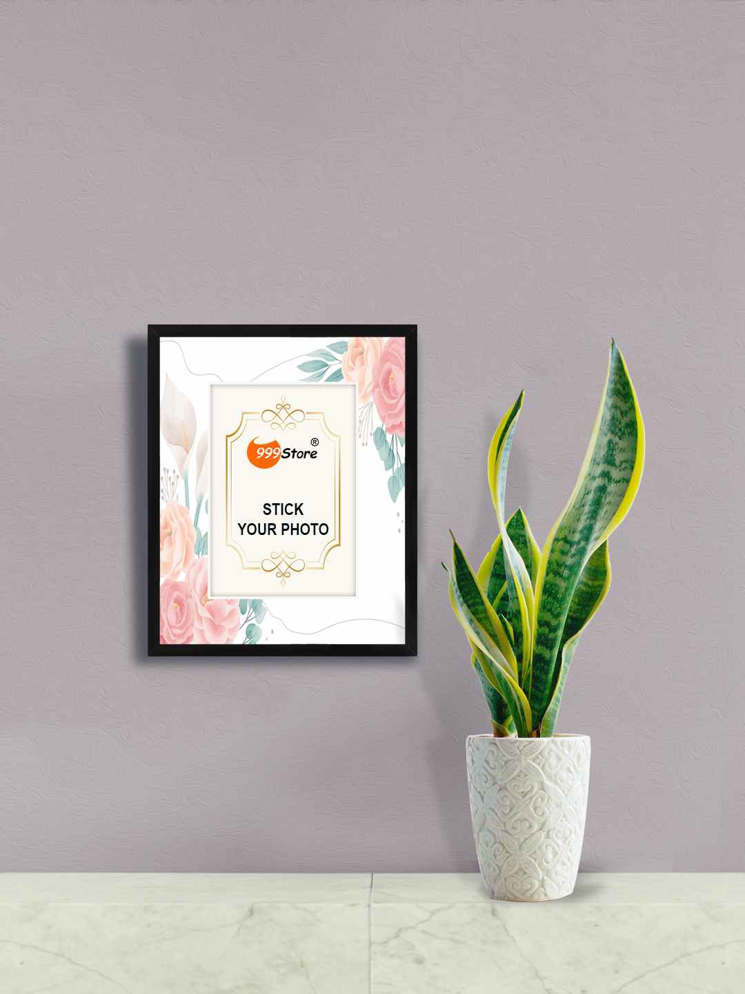 

999Store Pink & White Rose Printed Wall Hanging Photo Frame