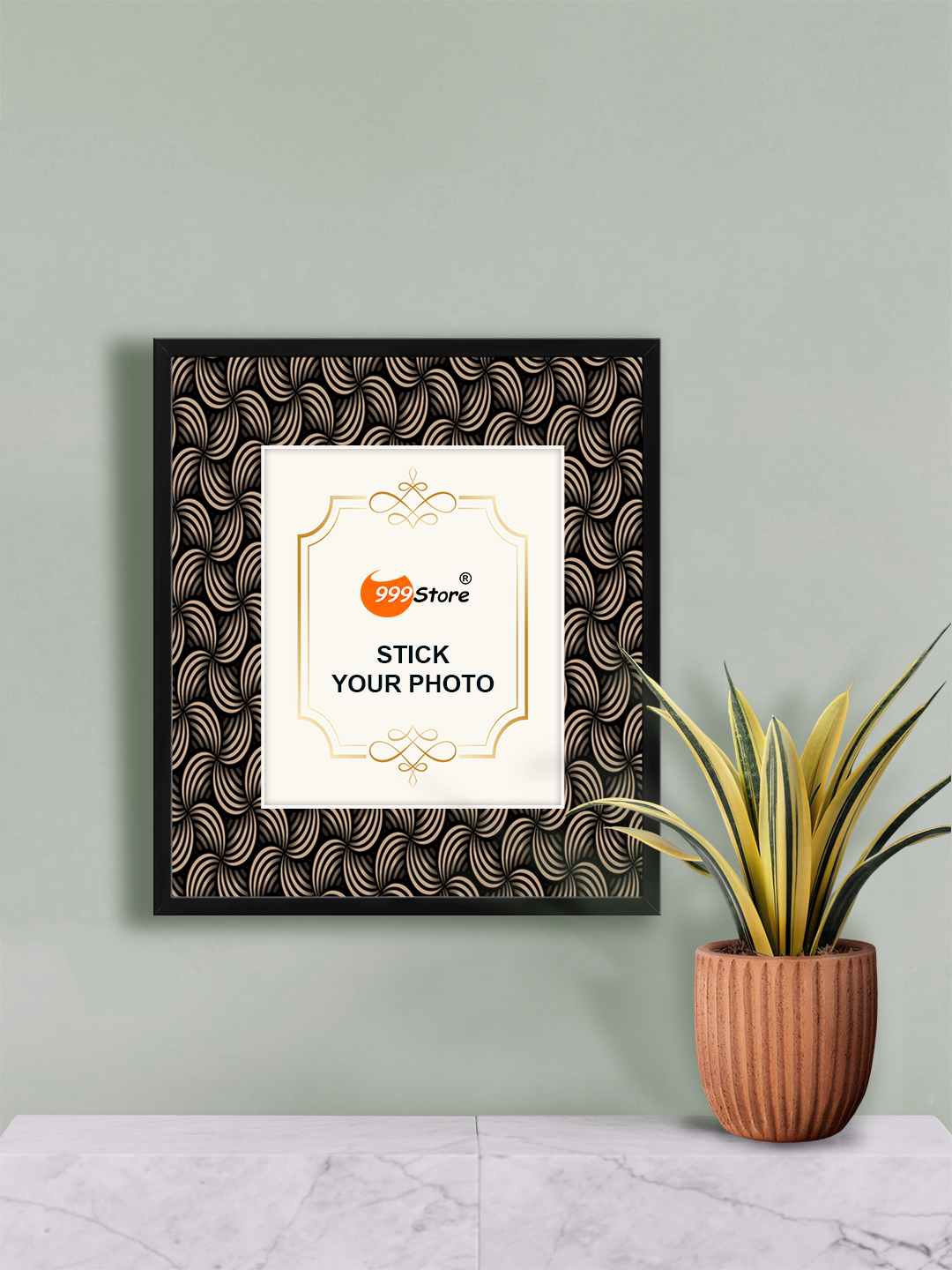 

999Store Black & Beige Printed Wall Photo Frame