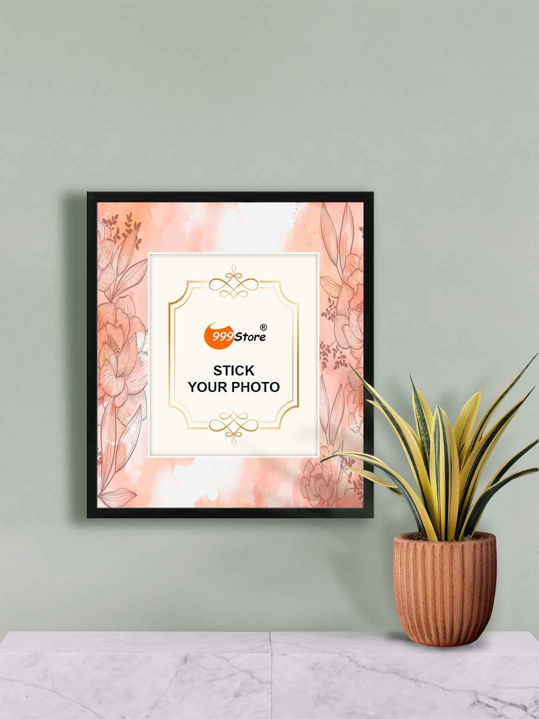 

999Store White & Brown Printed Wall Photo Frame