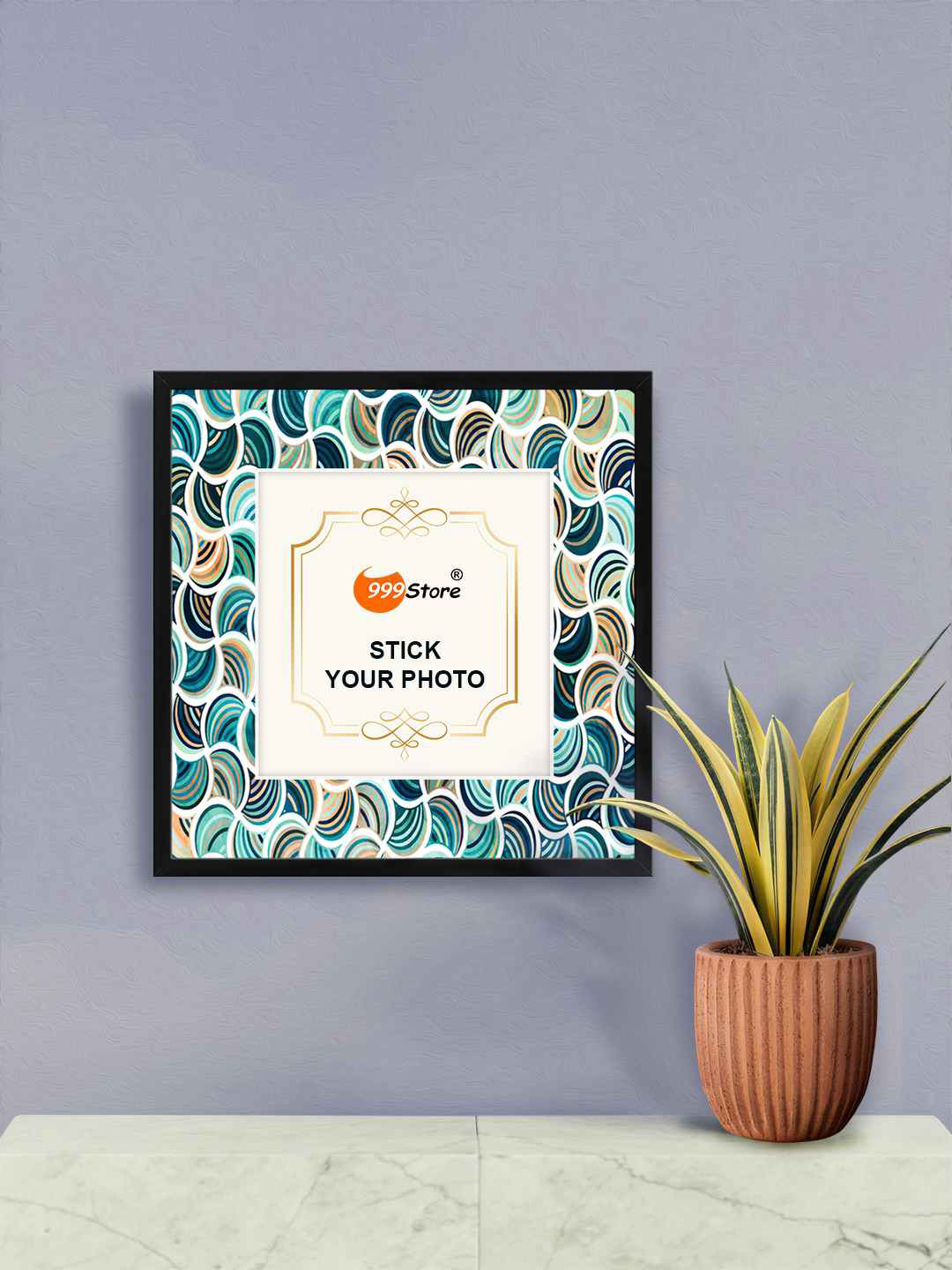 

999Store Blue & White Geometric Abstract Printed Wall Hanging Photo Frame