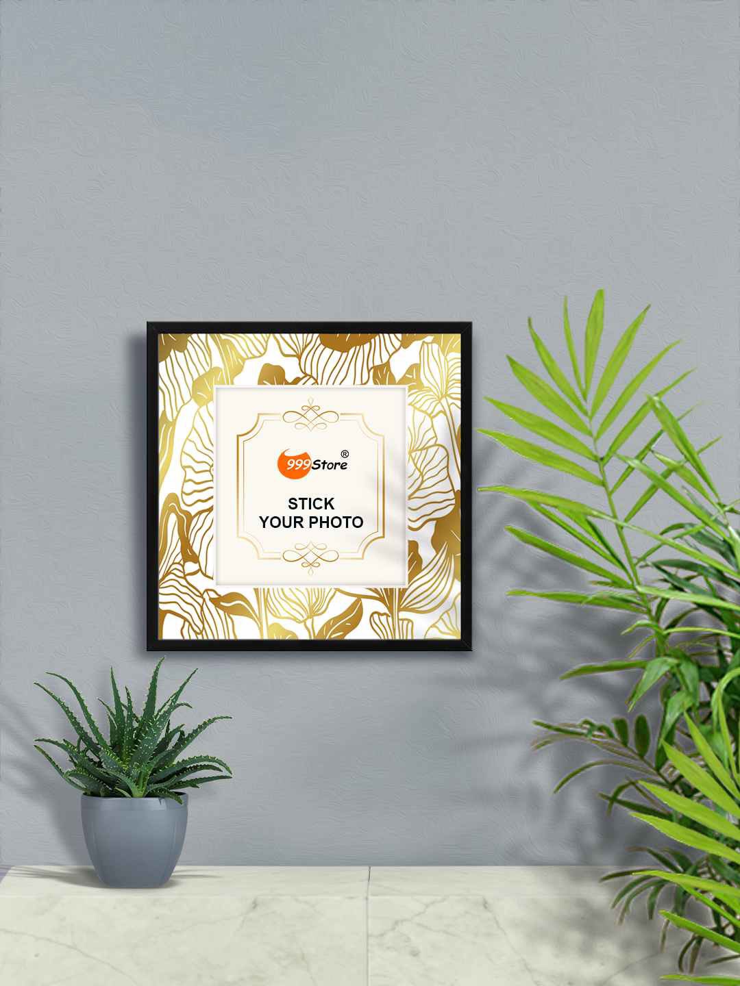 

999Store White & Black Leaves Printed Wall Photo Frame