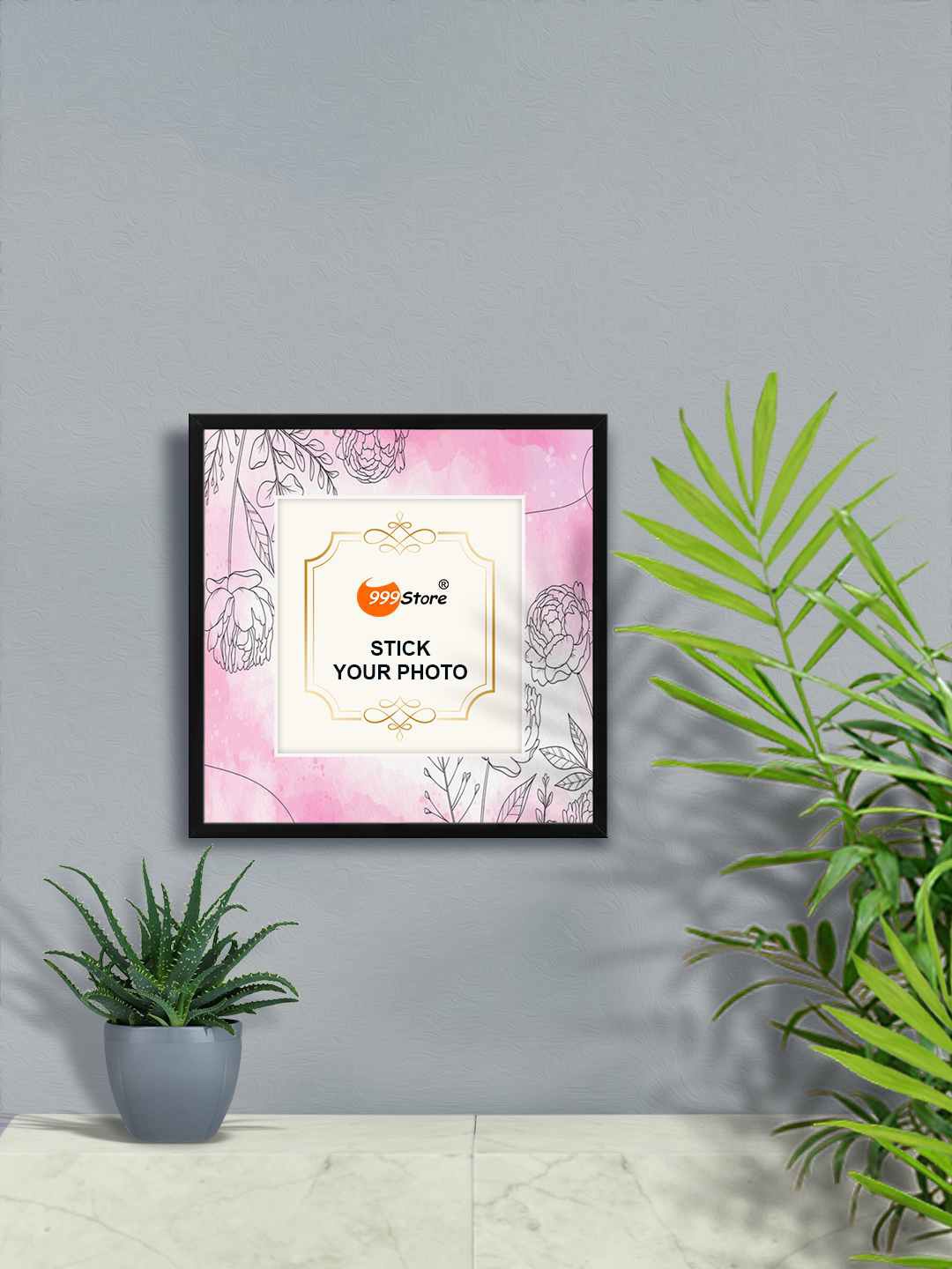 

999Store Pink Roses Printed Wall Photo Frame