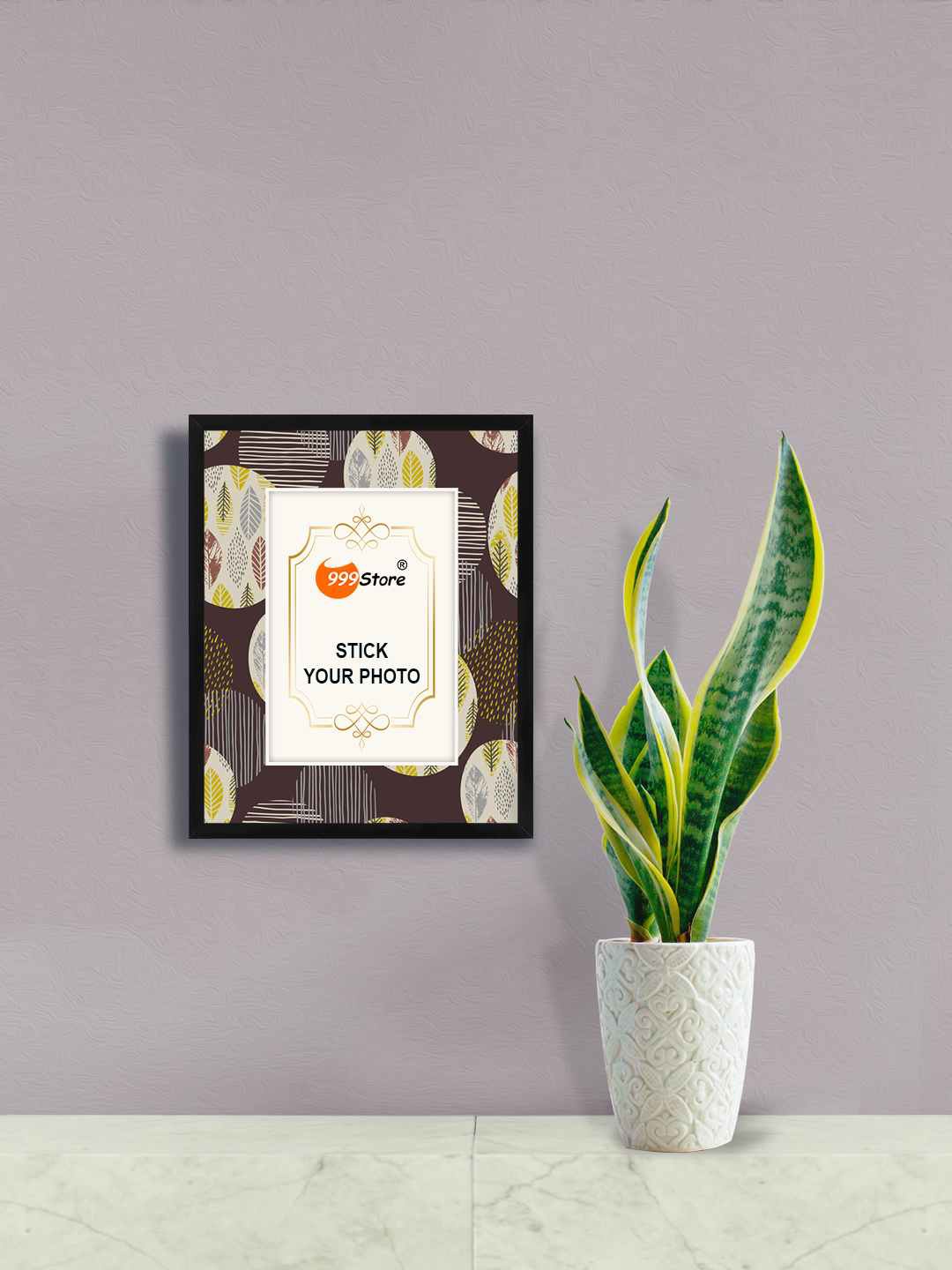 

999Store Brown & Yellow Leaves Printed Wall Hanging Photo Frame, Purple