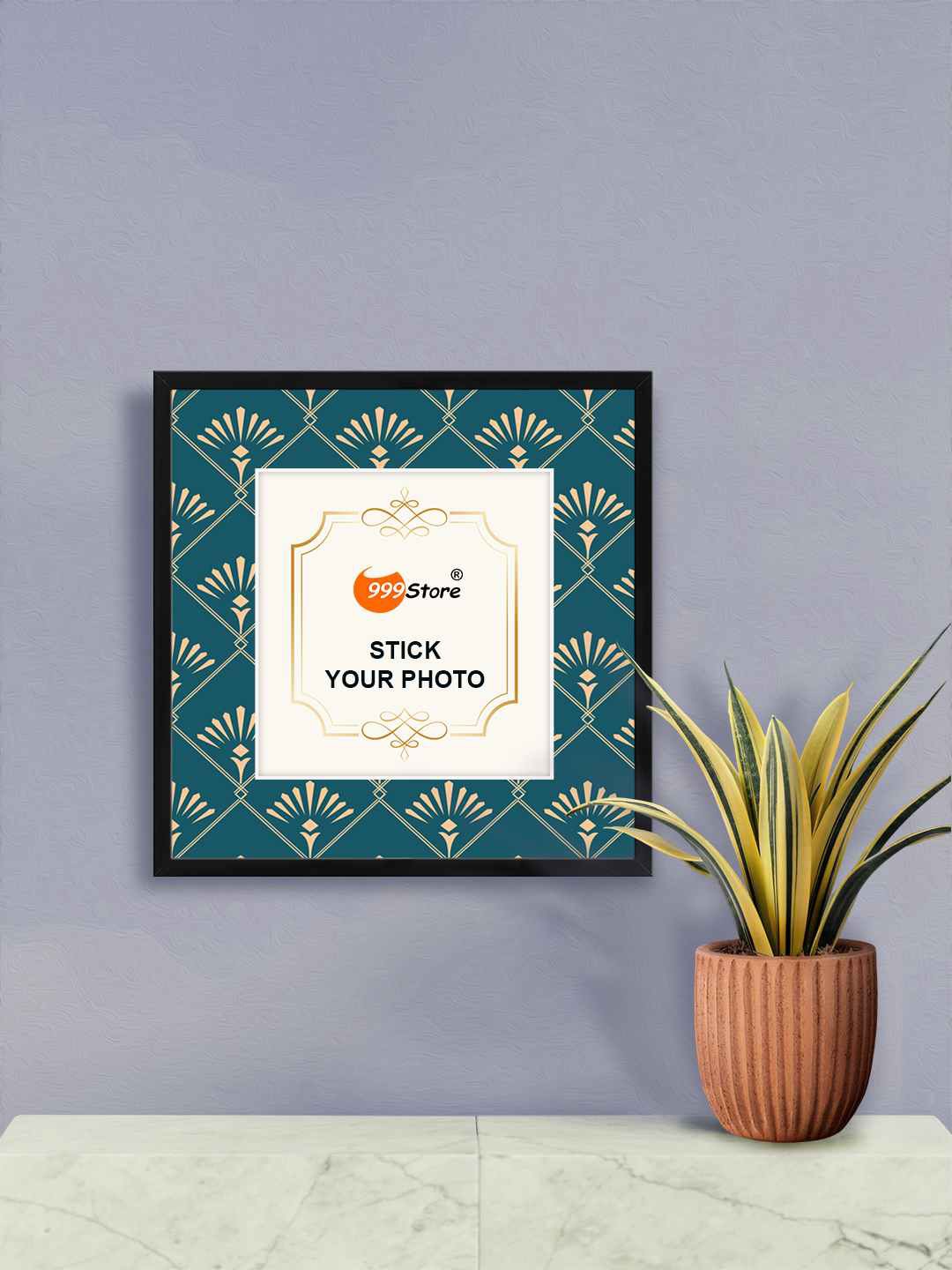

999Store Beige & Green Ethnic Motifs Pattern Printed Wall Photo Frame