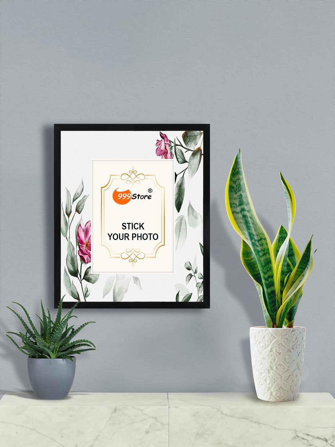 

999Store Purple & White Floral Printed Wall Hanging Photo Frame