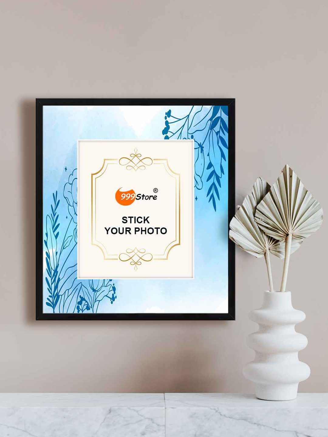 

999Store Blue & White Floral Printed Wall Hanging Photo Frame