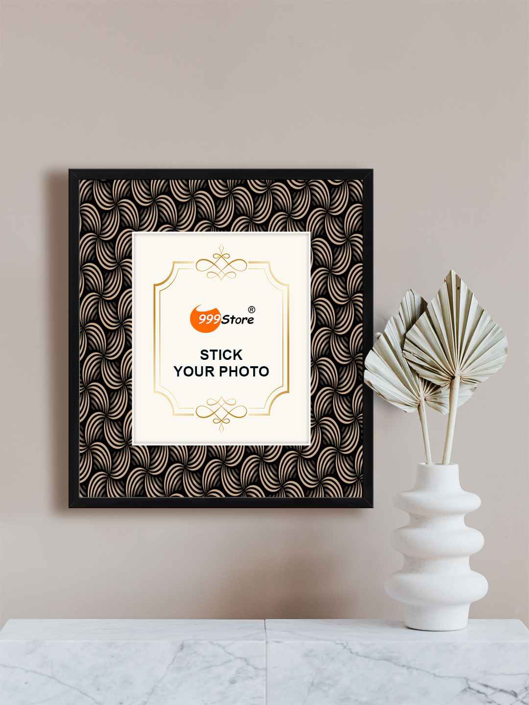 

999Store Beige & Black Abstract Retro Printed Wall Hanging Photo Frame