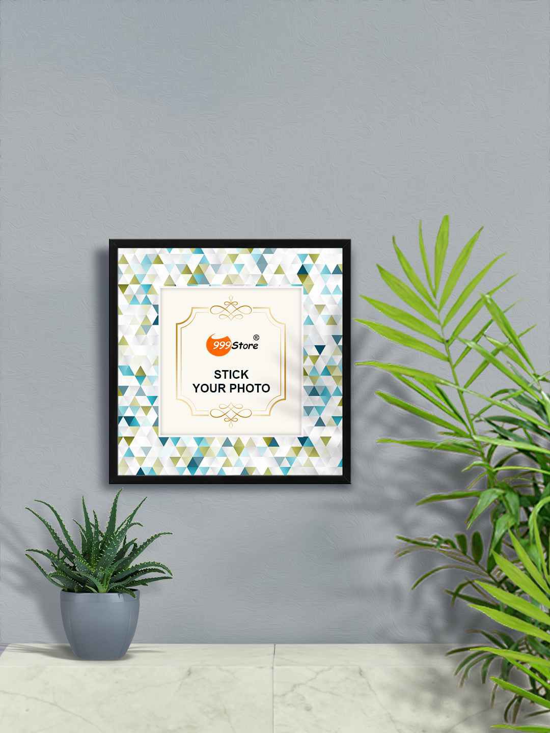 

999Store White & Green Printed Photo Frame