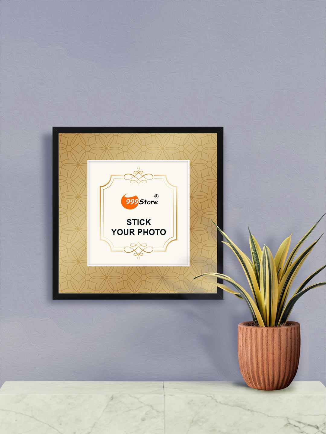 

999Store Brown & White Floral Printed Wall Photo Frame