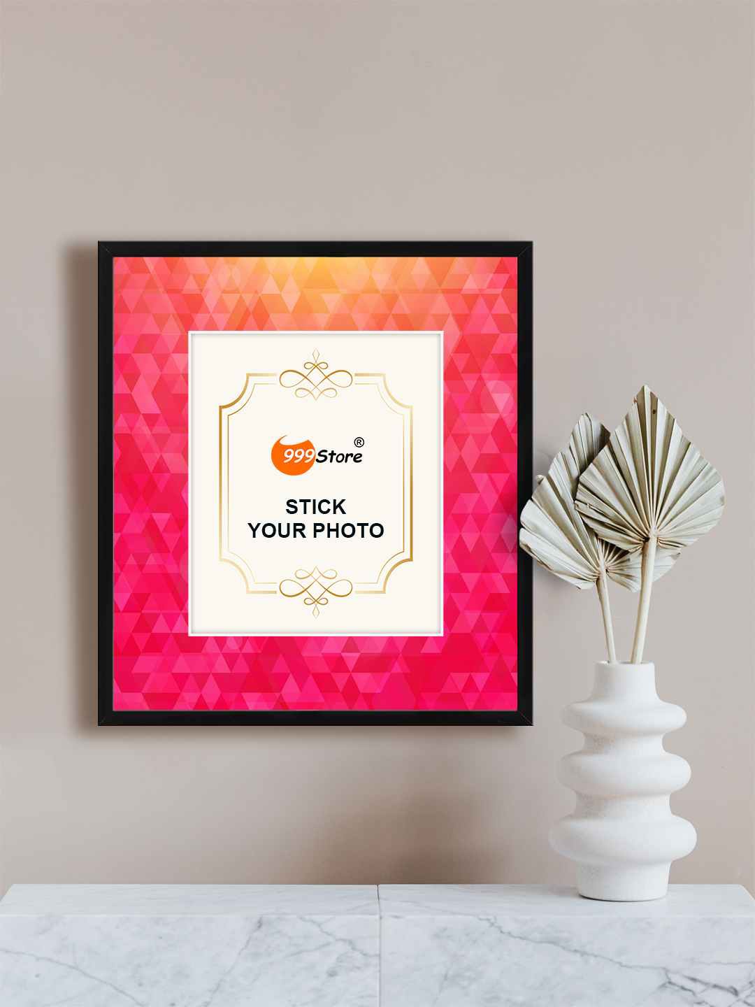 

999Store Red & Pink Triangle Printed Wall Hanging Photo Frame