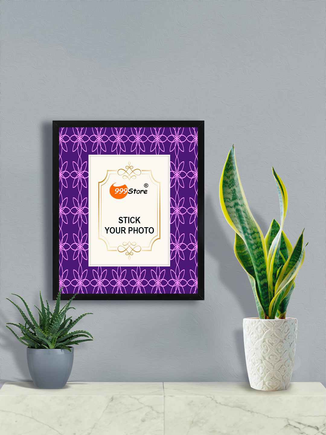 

999Store Purple & Black Printed Wall Photo Frame