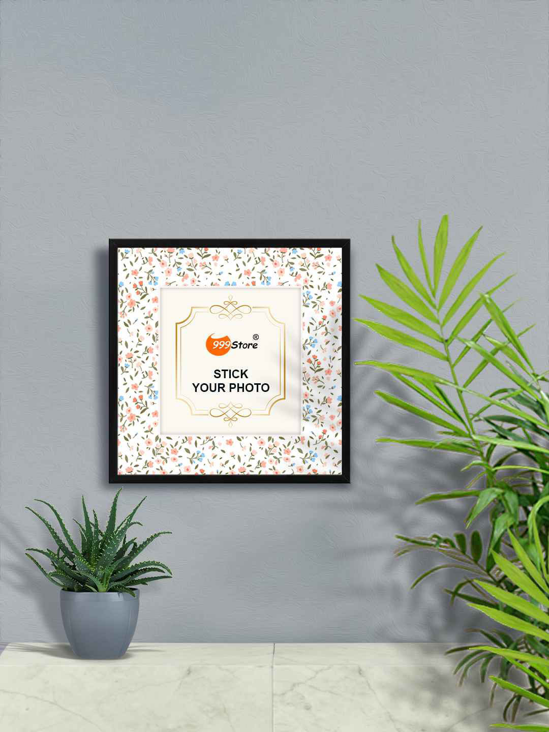 

999Store White & Green Floral Printed Wall Photo Frame