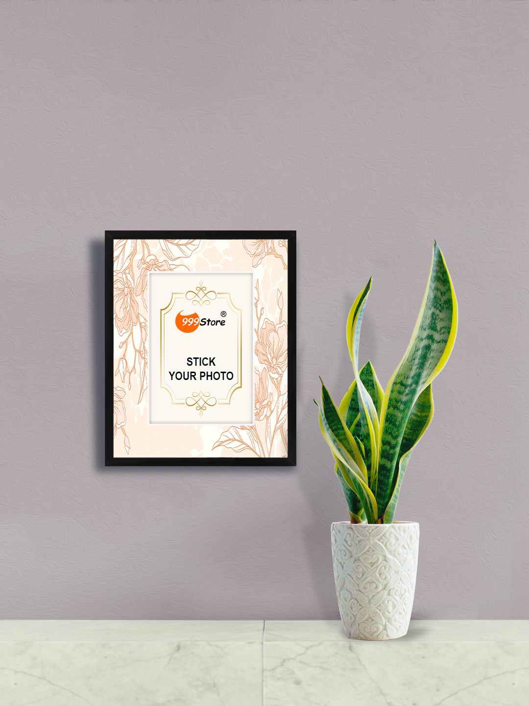

999Store Peach & White Floral Printed Wall Photo Frame