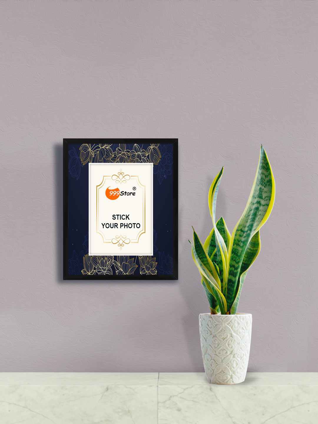 

999Store Navy Blue & Beige Printed Fibre Frame Photo Frame
