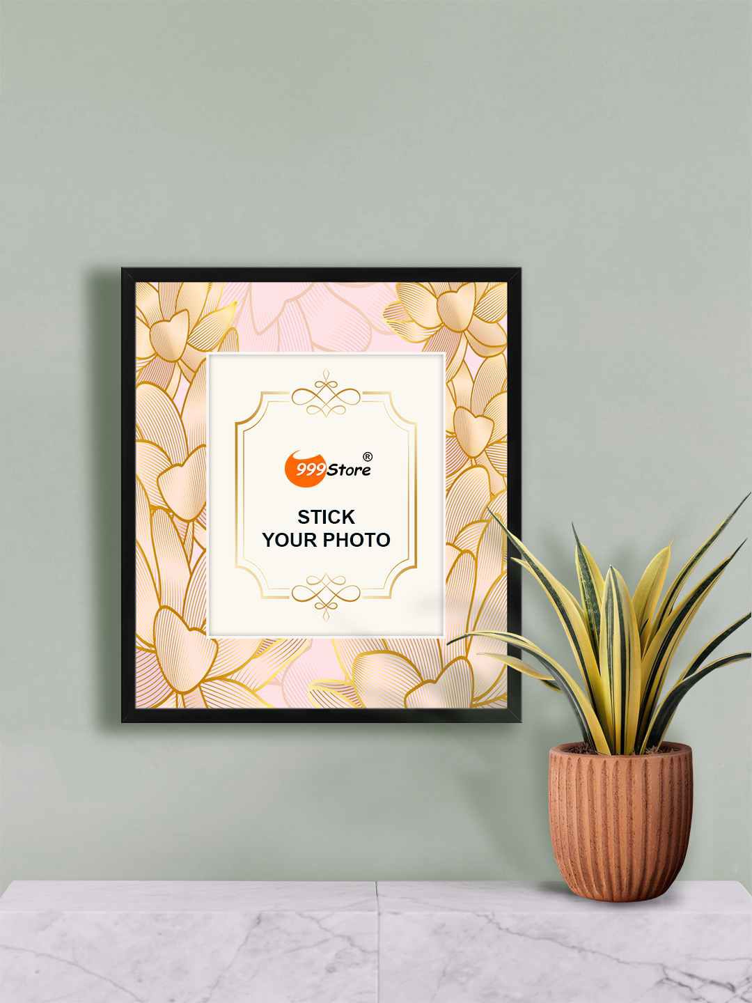 

999Store Pink & White Flower Printed Wall Photo Frame