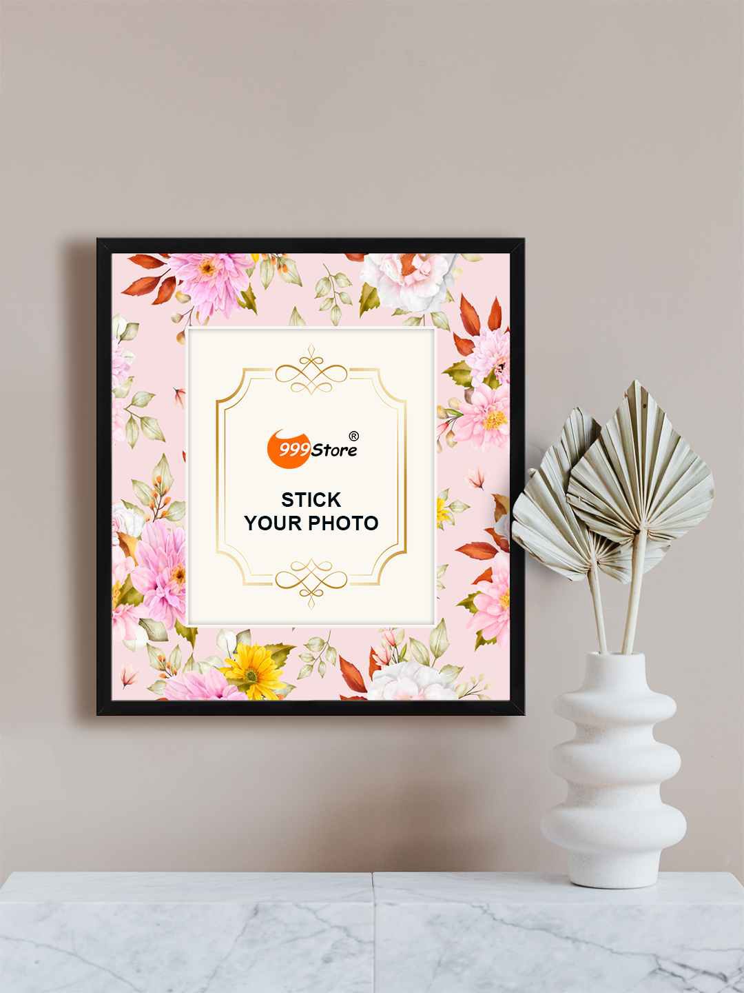 

999Store Pink & Red Floral Printed Wall Hanging Photo Frame
