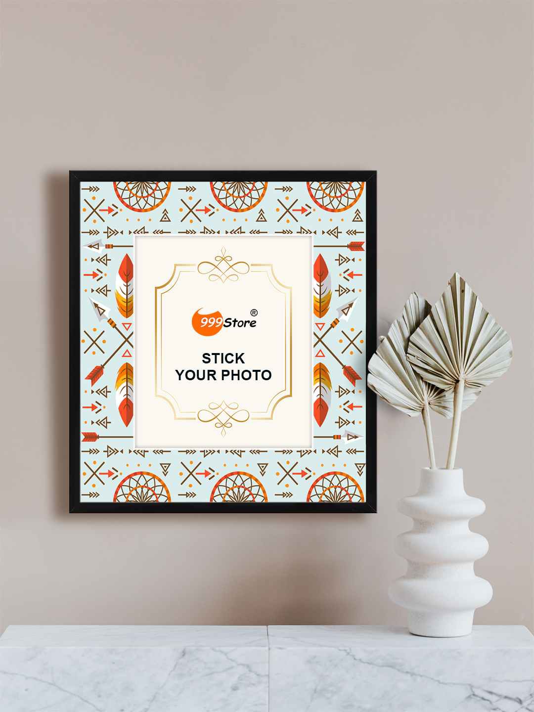 

999Store Blue & Black Elements Pattern Printed Wall Hanging Photo Frame