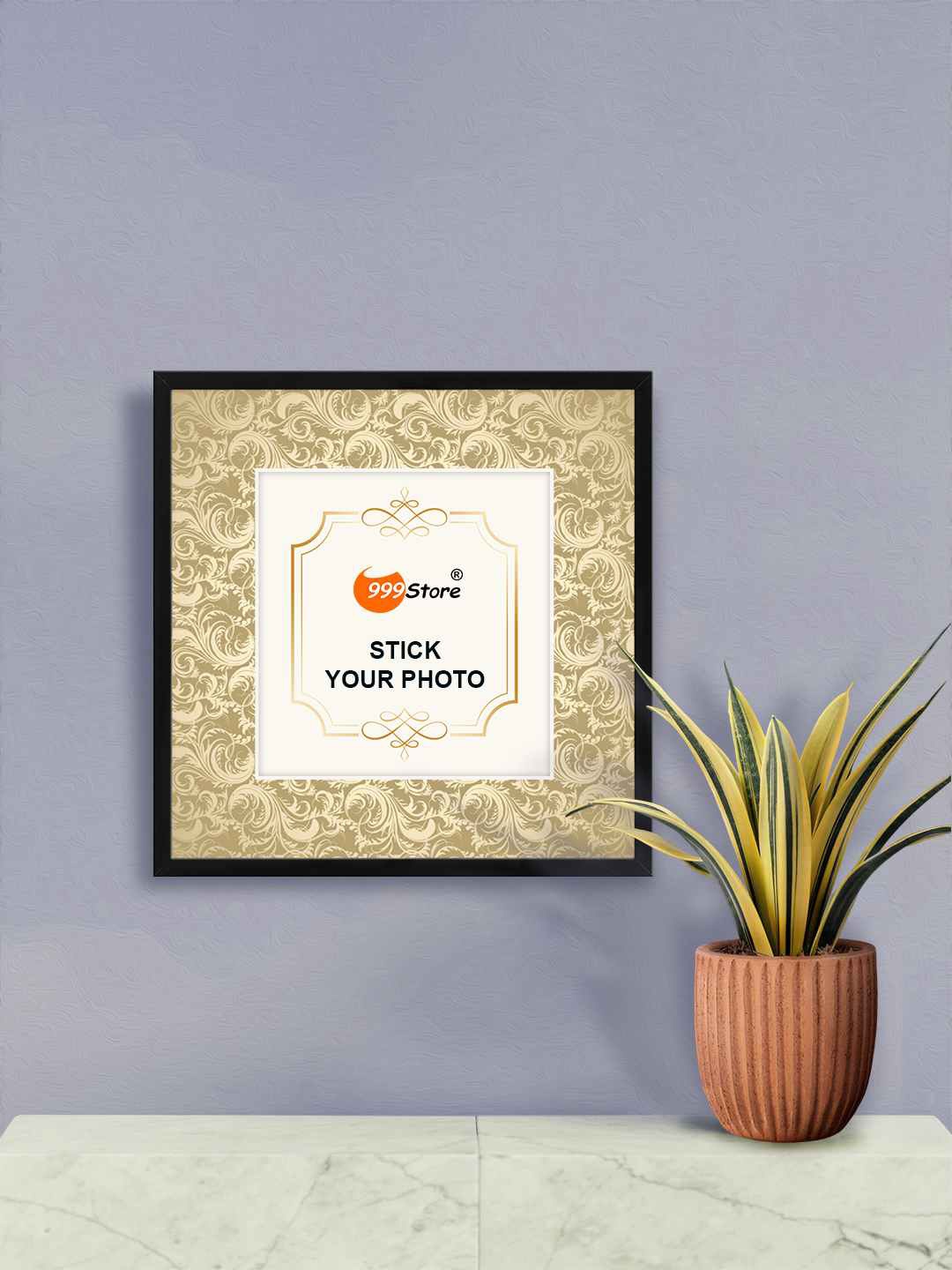 

999Store Beige Floral Printed Wall Photo Frame