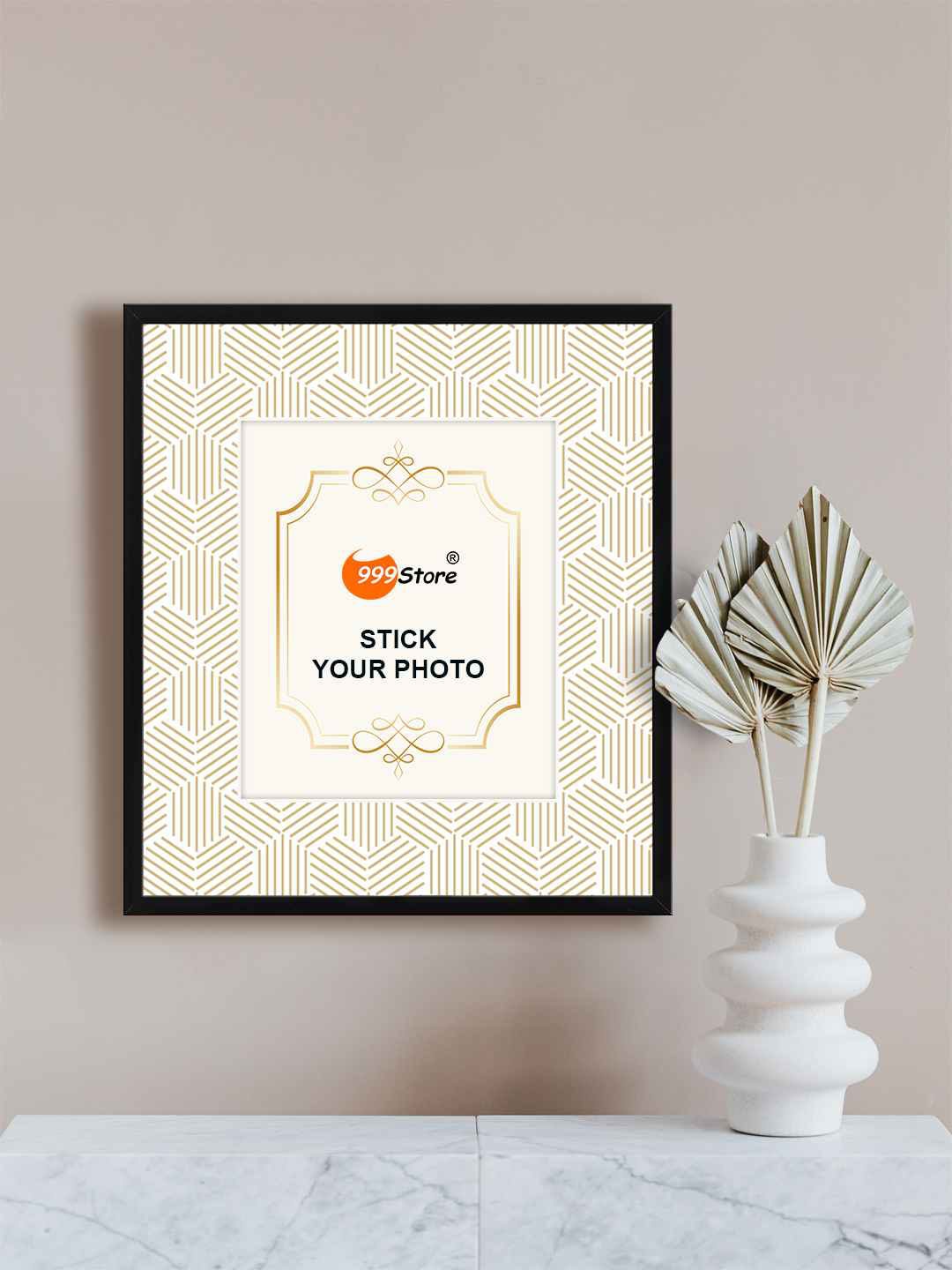 

999Store White & Beige Printed Wall Photo Frame