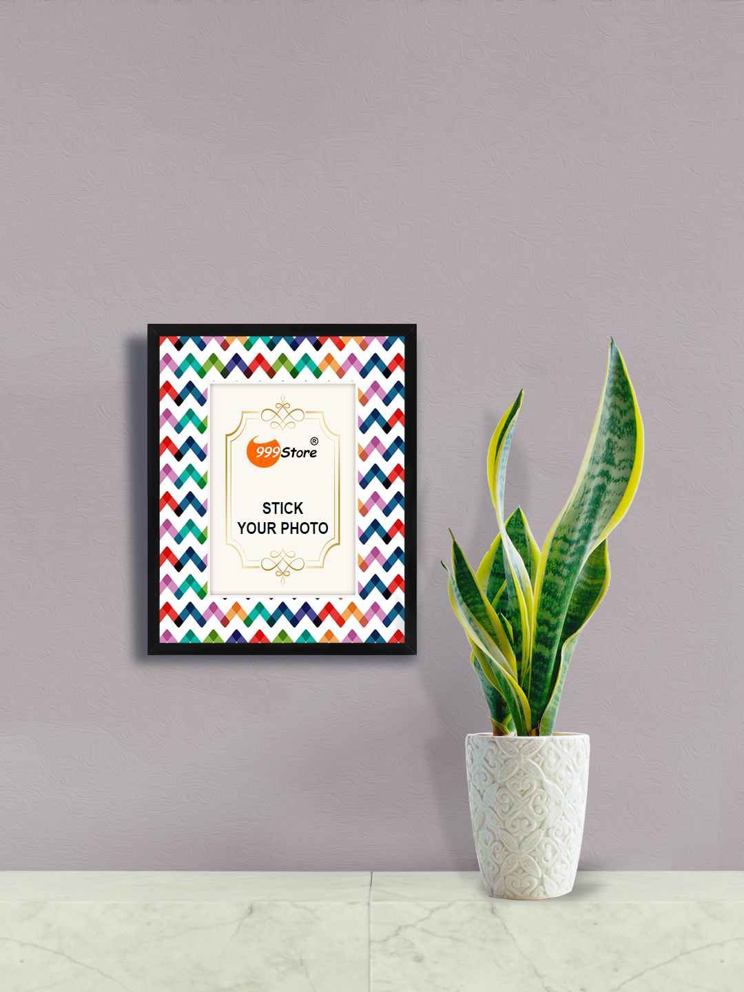 

999Store White & Red Zig Zag Printed Fibre Frame Photo Frame