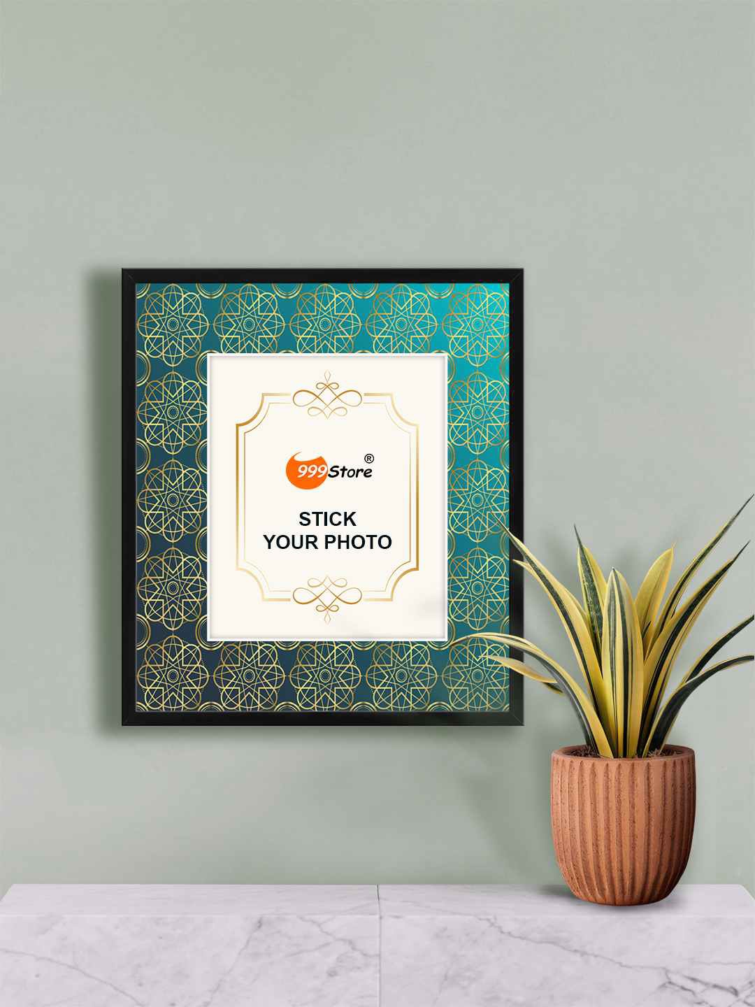 

999Store Green & Gold Toned Traditional Indian Mandala Printed Photo Frame