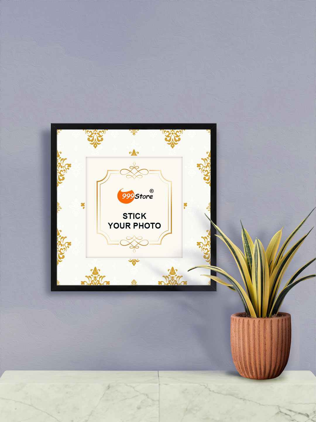 

999Store Gold-Coloured & White Ethnic Motif Printed Wall Hanging Photo Frame
