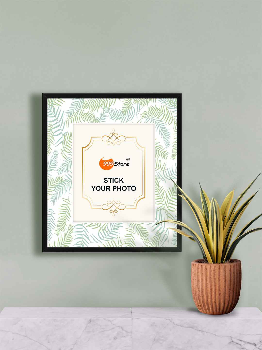 

999Store Green Leaves Printed Wall Photo Frame