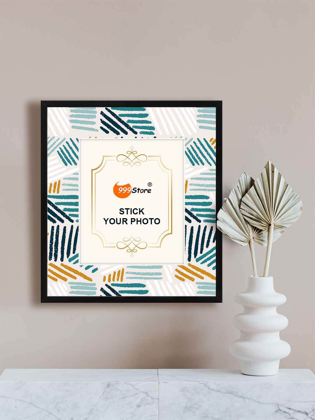 

999Store Blue & White Line Abstract Printed Wall Hanging Photo Frame