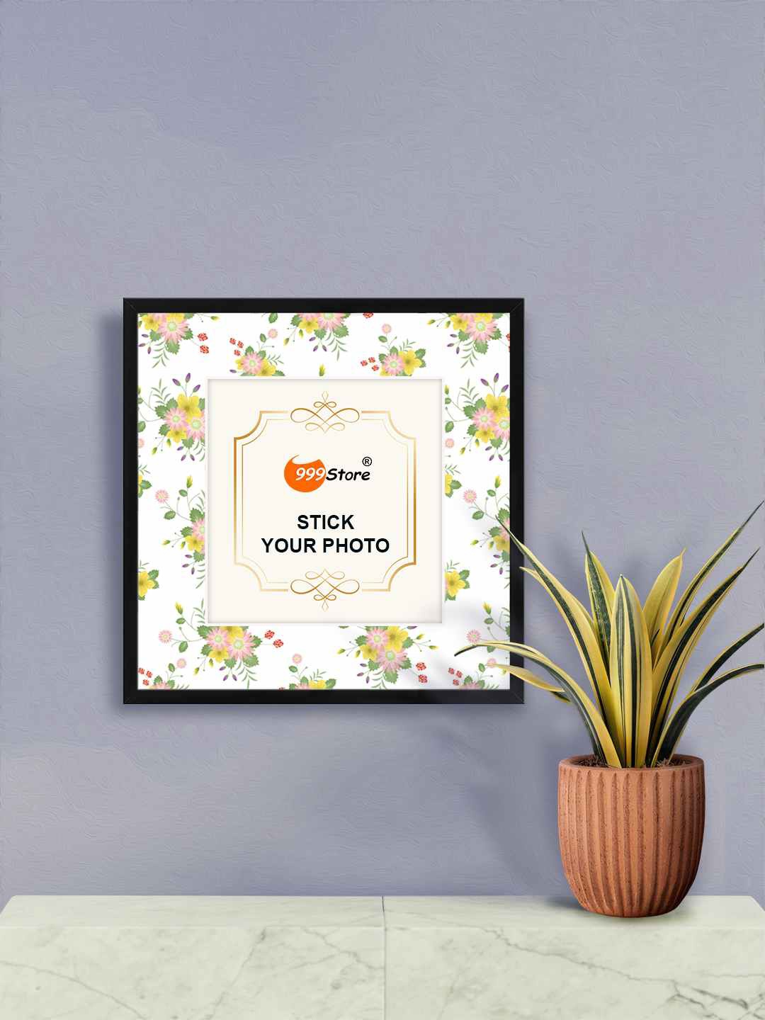 

999Store White & Green Floral Printed Photo Frames