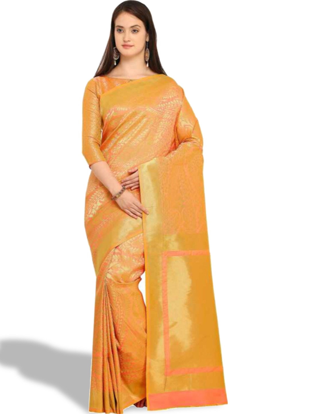 

Shaily Peach-Coloured Woven Design Zari Silk Cotton Kanjeevaram Saree