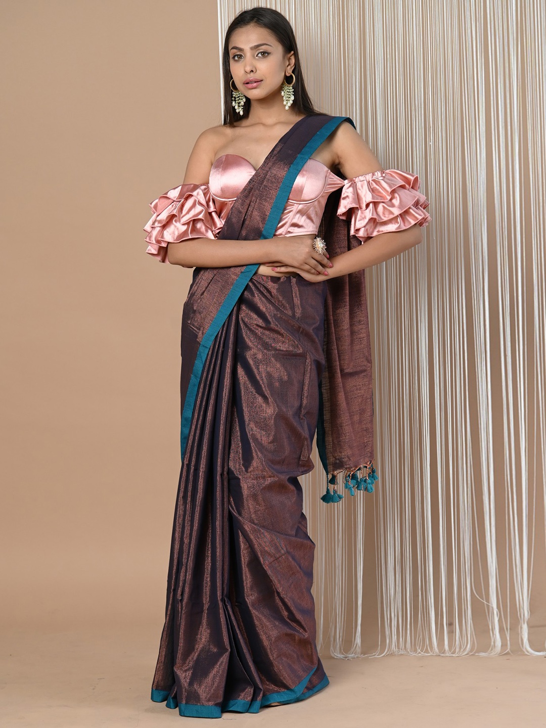 

Very Much Indian Pure Cotton Handloom Saree, Brown