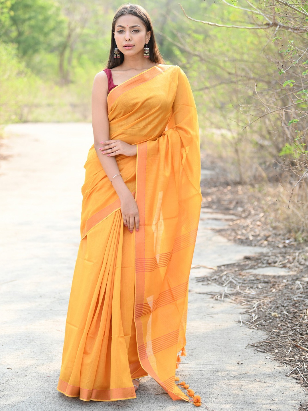 

Very Much Indian Pure Cotton Saree, Orange