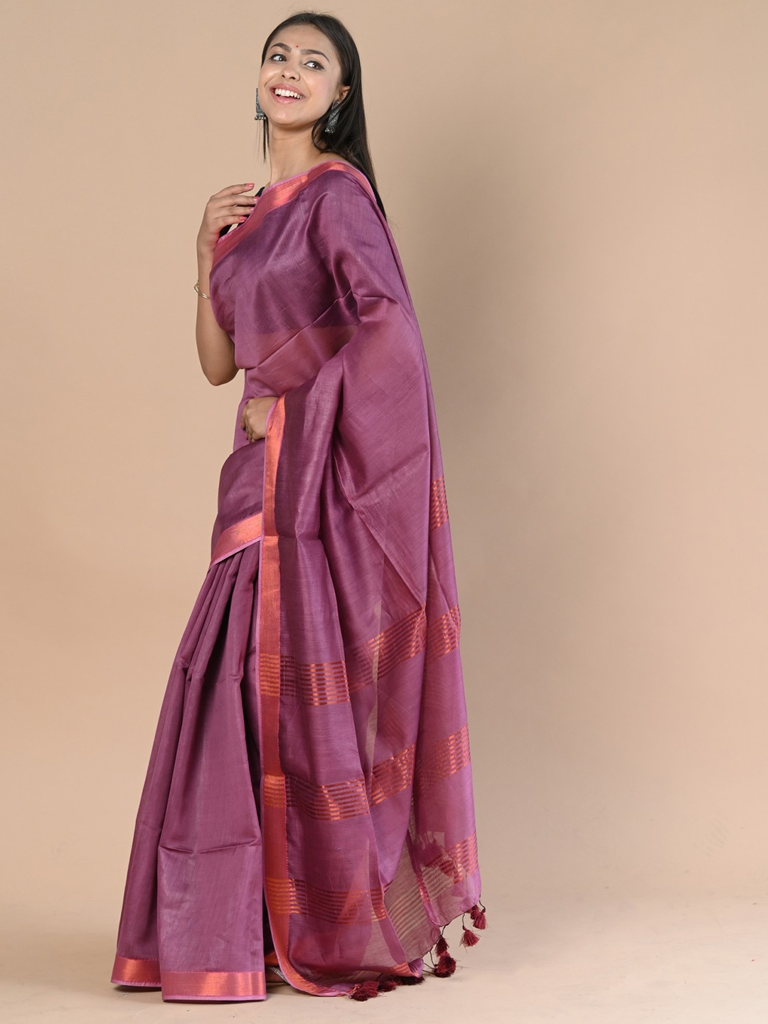 

Very Much Indian Zari Silk Cotton Saree, Mauve