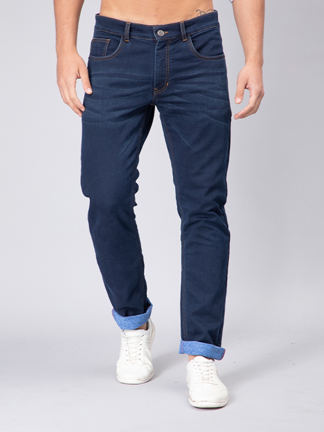 

PEPLOS Men Clean Look Light Fade Whiskers and chevrons Stretchable Jeans, Blue