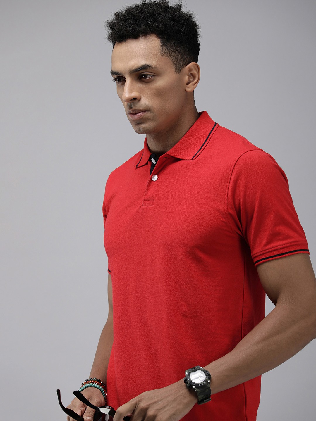 

Roadster Men Red Polo Collar T-shirt