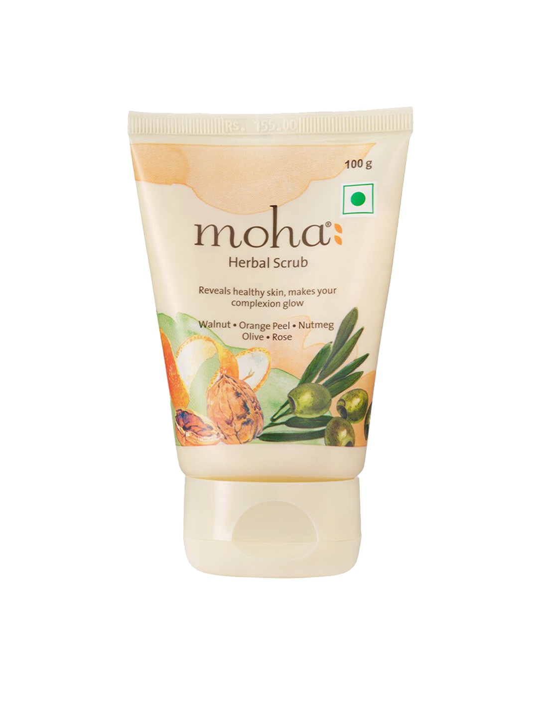 

moha Walnut Orange Peel Nutmeg Olive Rose Herbal Scrub - 100g, Cream