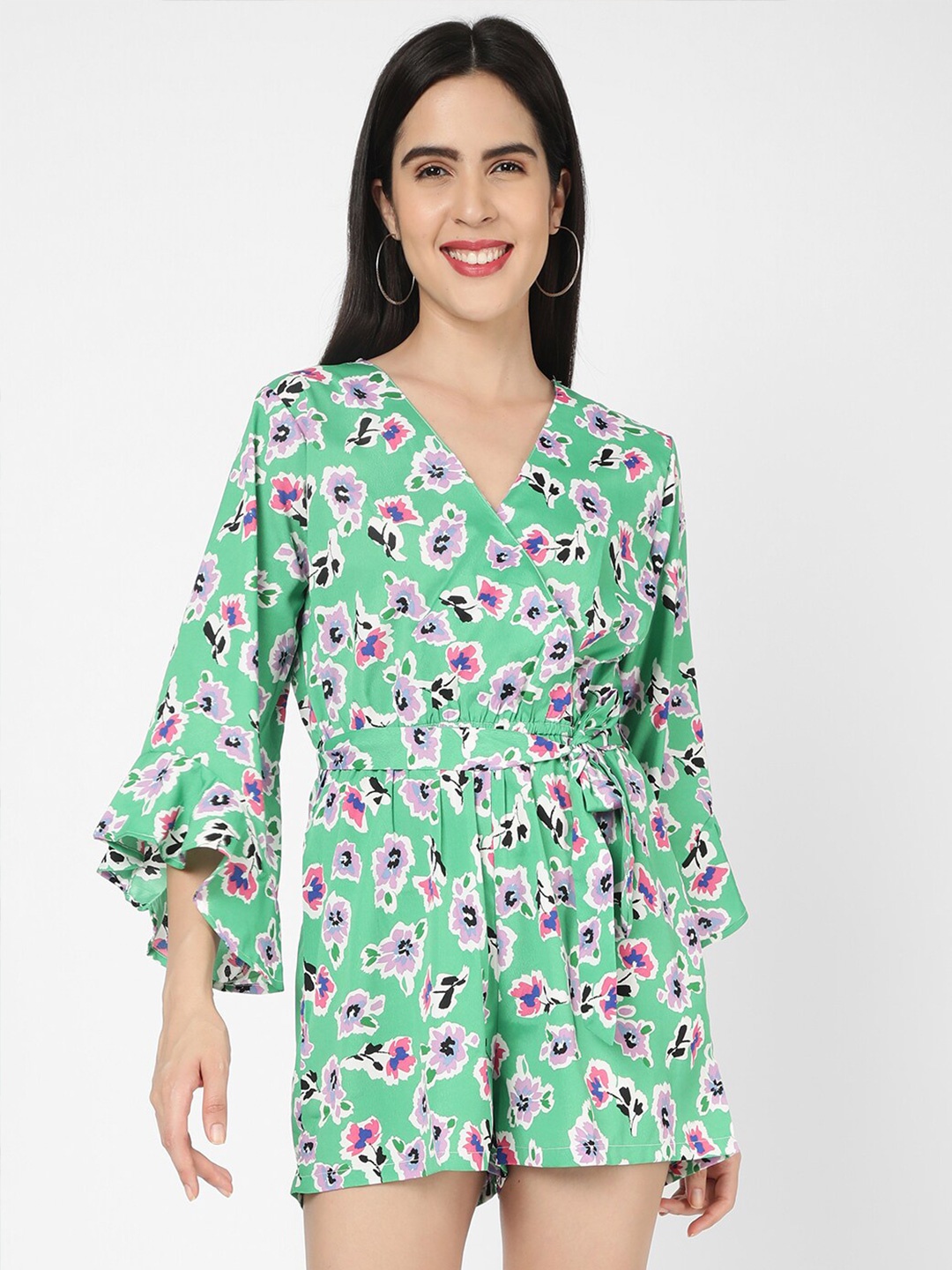 

R&B Floral Printed Jumpsuit, Green