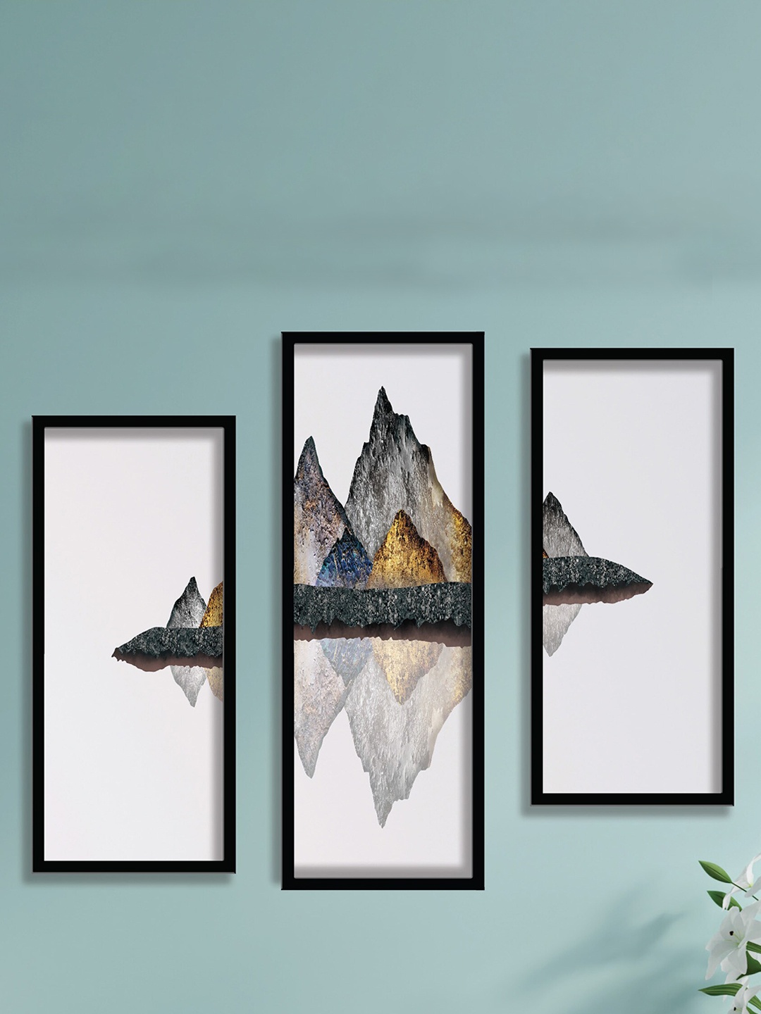 

SAF White & Grey 3 Pieces Mountain & Birds Wall Art
