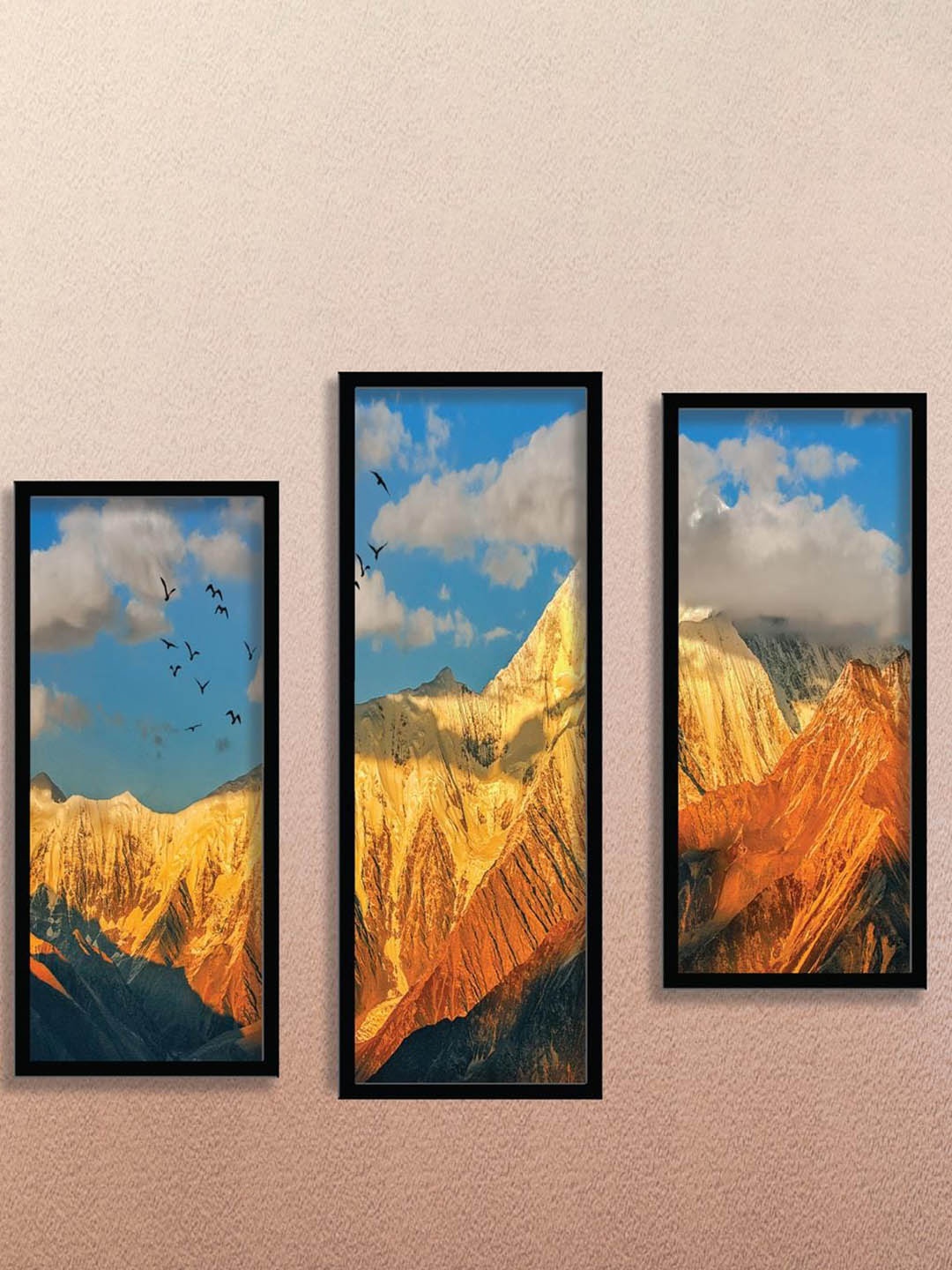 

SAF Blue & White 3 Pieces Mountain Wall Art Painting