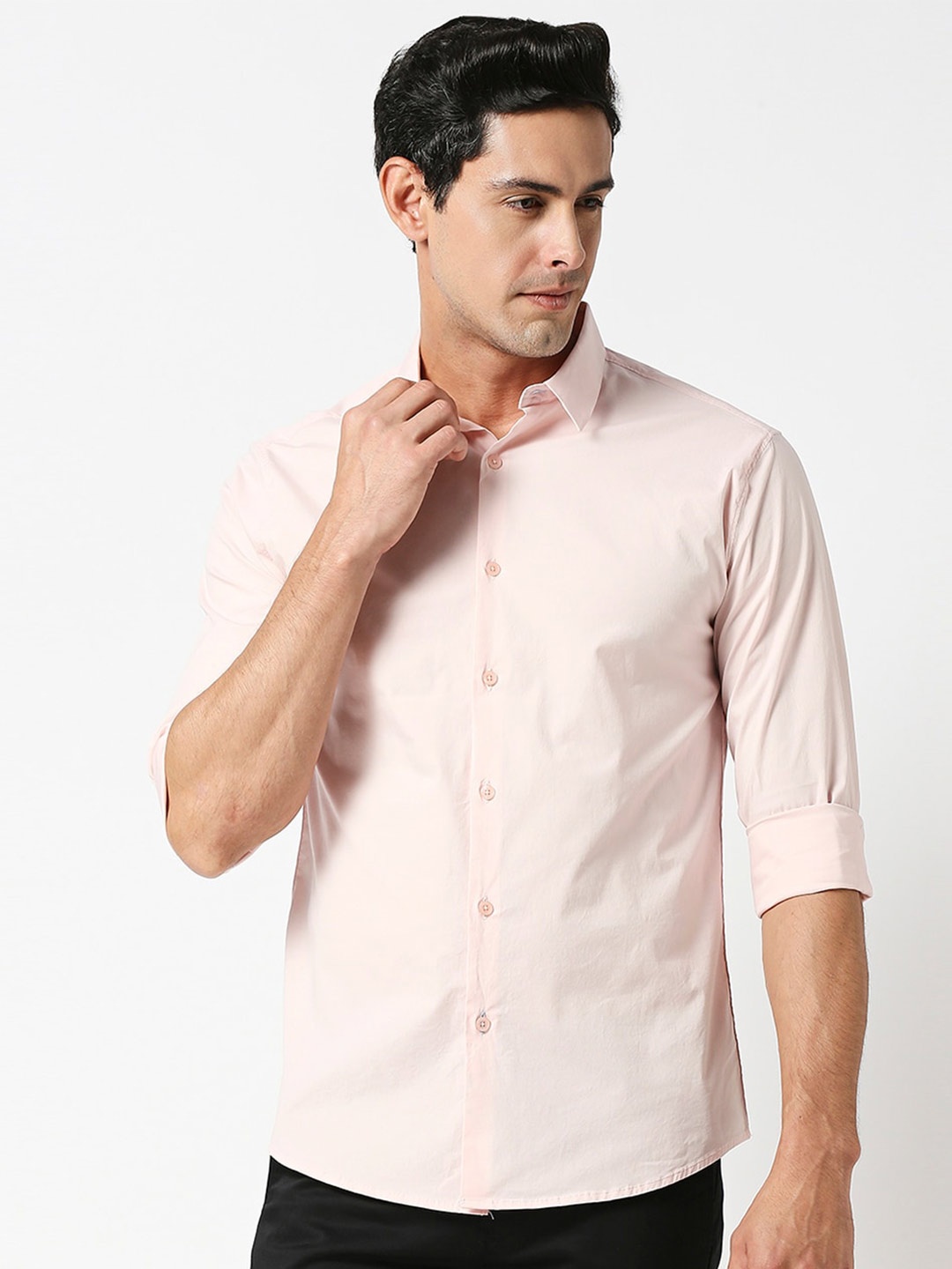 DRAGON HILL Slim Fit Cotton Casual Shirt, Pink