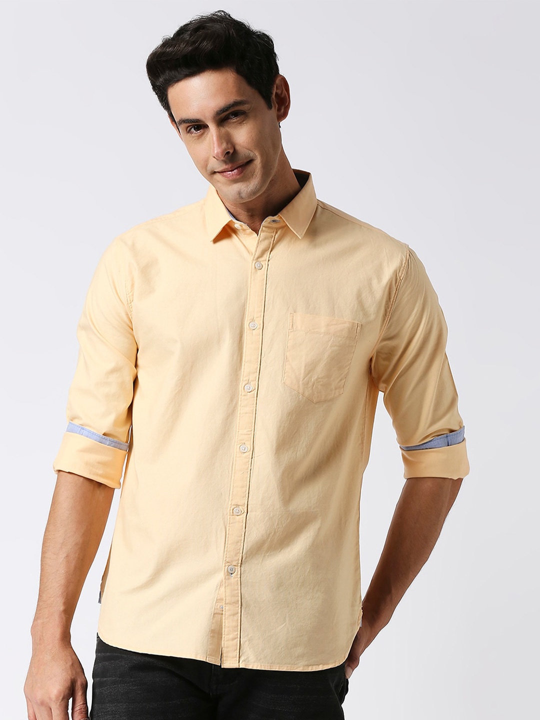 

DRAGON HILL Slim Fit Oxford Cotton Casual Shirt, Orange